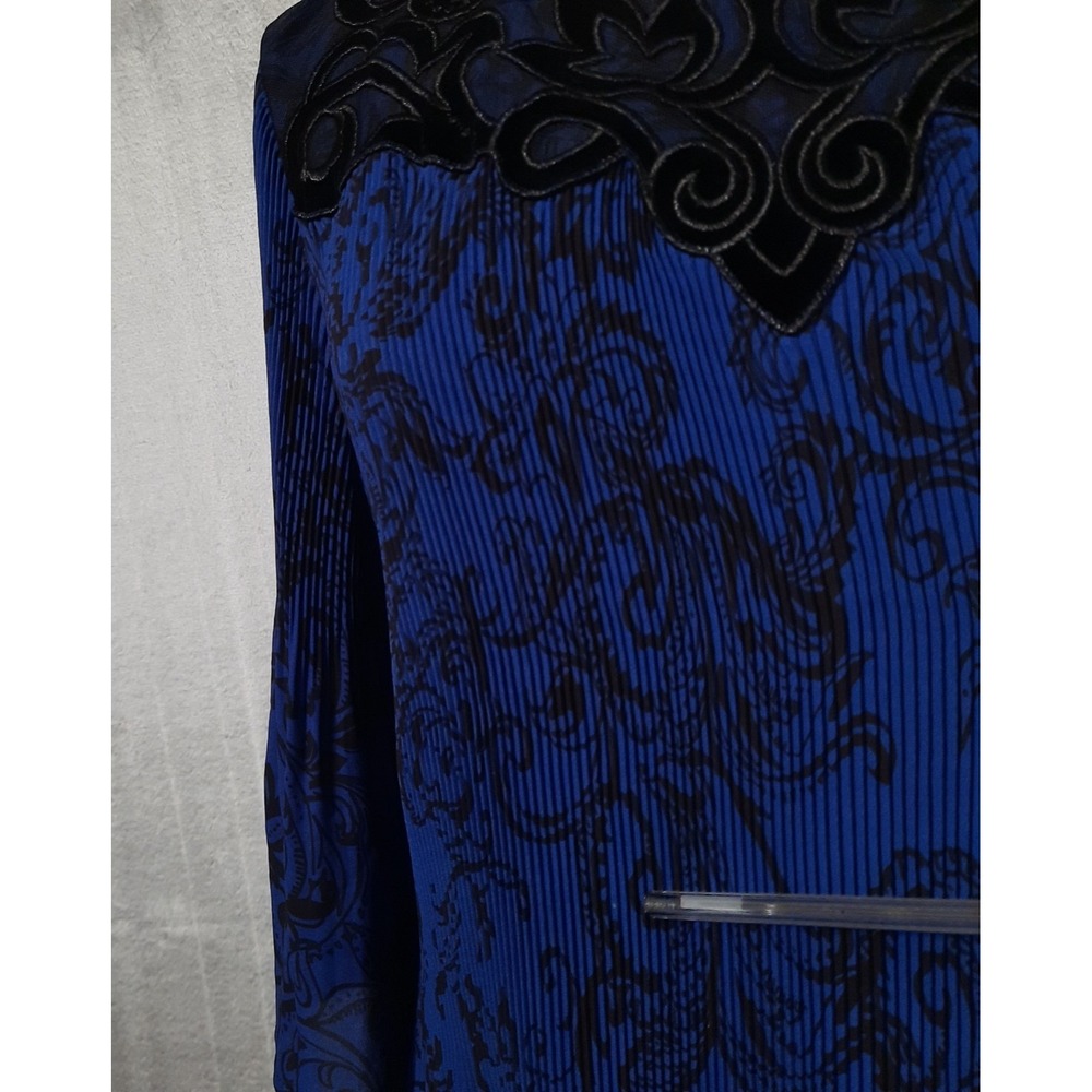 Catherines Pleated Paisley Tunic Top Velvet Mesh Trim Womens 1XP Whimsigoth Boho - Picture 4 of 13